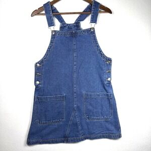 Bluivy Denim Overall Pinafore Dress Medium Wash Blue Cotton Mini Jumper D02310 S